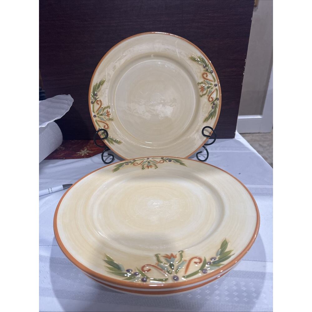 Set of 3 Dinner Plates,Tuscan Garden, Whole Home Excellent!